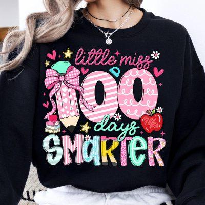100 Days of School Shirt, Little miss 100 Days Smarter, 100 Days Smarter Little Miss Shirt, Teacher Student Shirt 100 Days of School Shirt, Little miss 100 Days Smarter, 100 Days Smarter Little Miss Shirt, Teacher Student Shirt