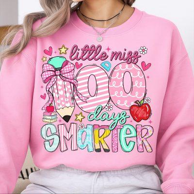 100 Days of School Shirt, Little miss 100 Days Smarter, 100 Days Smarter Little Miss Shirt, Teacher Student Shirt
