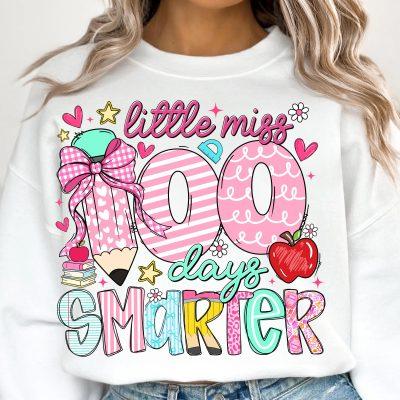 100 Days of School Shirt, Little miss 100 Days Smarter, 100 Days Smarter Little Miss Shirt, Teacher Student Shirt 100 Days of School Shirt, Little miss 100 Days Smarter, 100 Days Smarter Little Miss Shirt, Teacher Student Shirt