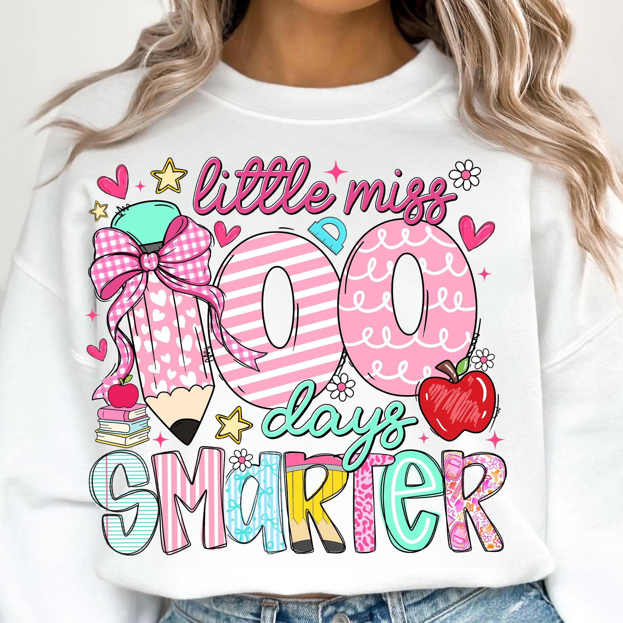 100 Days of School Shirt, Little miss 100 Days Smarter, 100 Days Smarter Little Miss Shirt, Teacher Student Shirt 100 Days of School Shirt, Little miss 100 Days Smarter, 100 Days Smarter Little Miss Shirt, Teacher Student Shirt