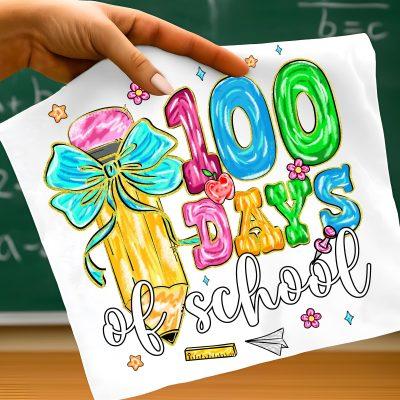 Preppy 100 Days of School Pencil Shirt, Retro happy 100 days Shirt, 100 school days Shirt, Teacher 100 Days Shirt, Girls school Shirt
